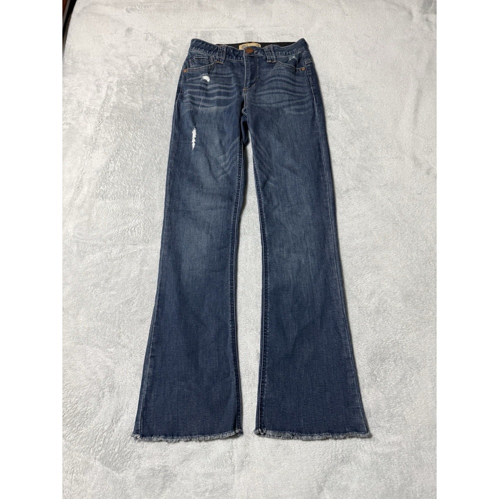 Democracy Jeans Womens 2 Blue Bootcut Medium Wash Distressed 26x31